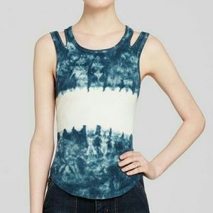 Free People Tie Dye Cut Out Tank Indigo Blue